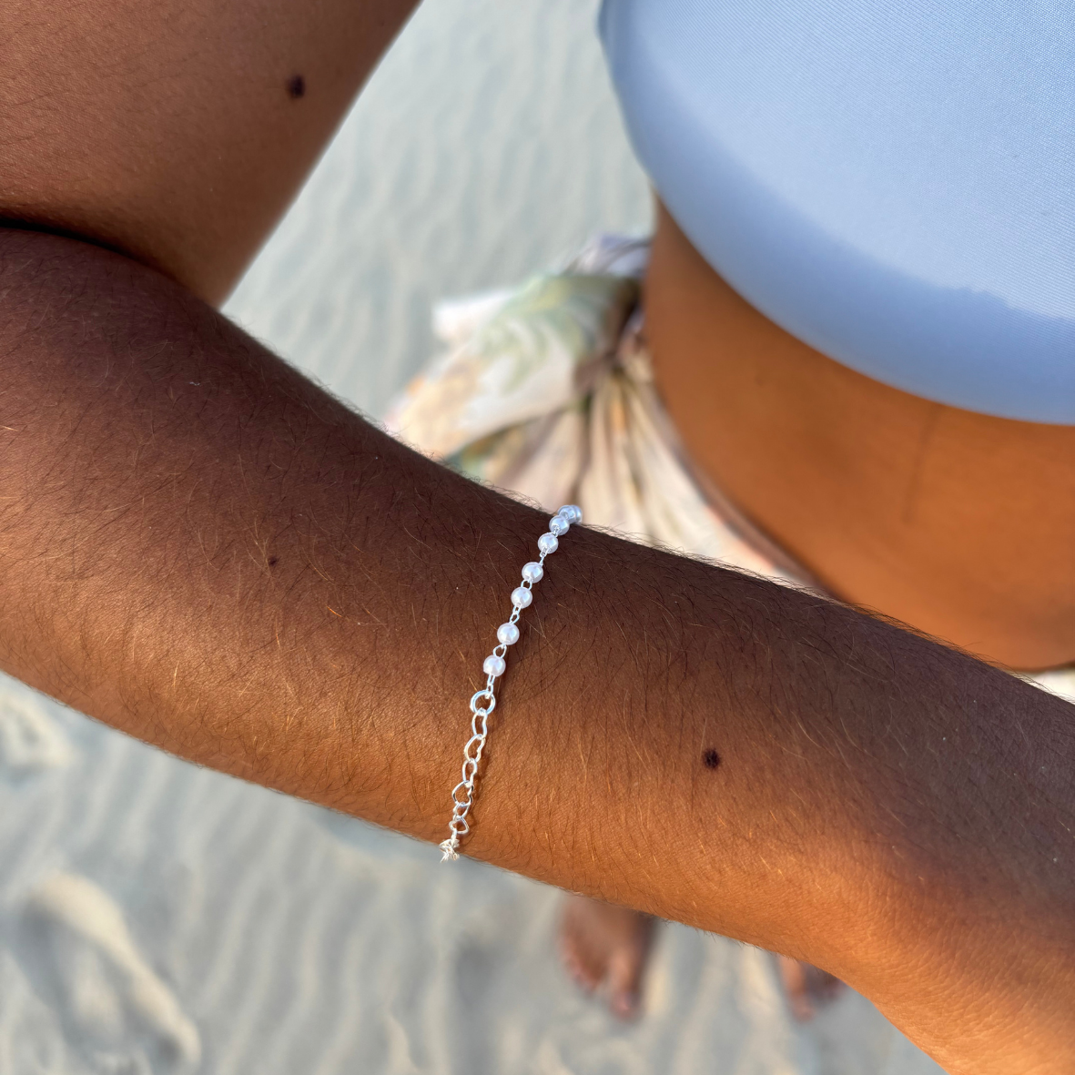 Pulseira pérolas e elos