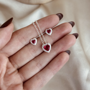 Conjunto cora&ccedil;&atilde;o f&uacute;csia