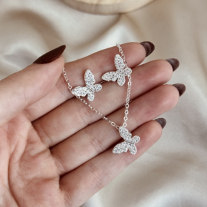 Conjunto borboleta cravejada