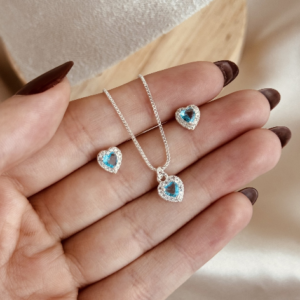 Conjunto coração delicado azul