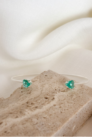 Bracelete corações pedra verde